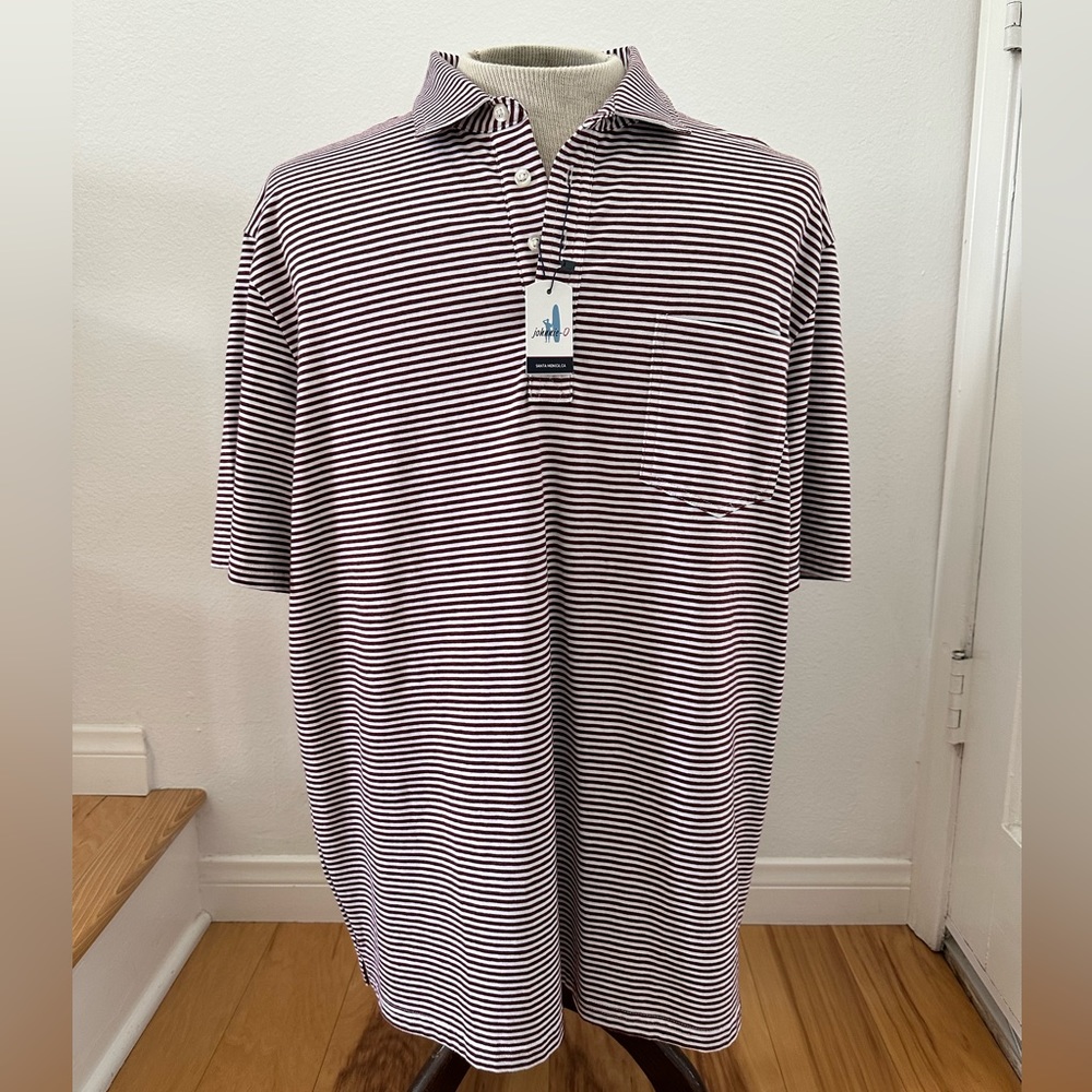 johnnie-O  HANGIN OUT POLO Maroon/garnet and white stripe